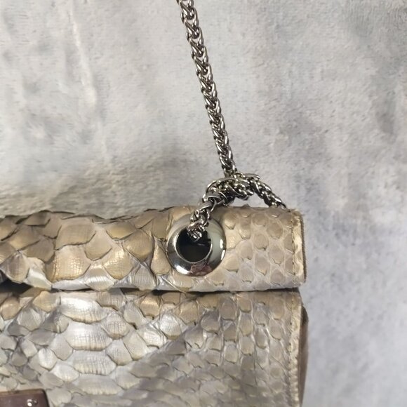 BE and D Suede Shoulder Bag Gray Python Embossed Rare Y2k Vintage Inspired - Picture 7 of 16